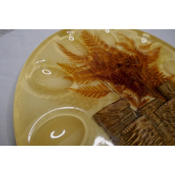 Vintage 60s Lucite Deviled Egg Plate Tray Trivet Set Holds 10 Mid Century Rustic - Picture 3 of 8